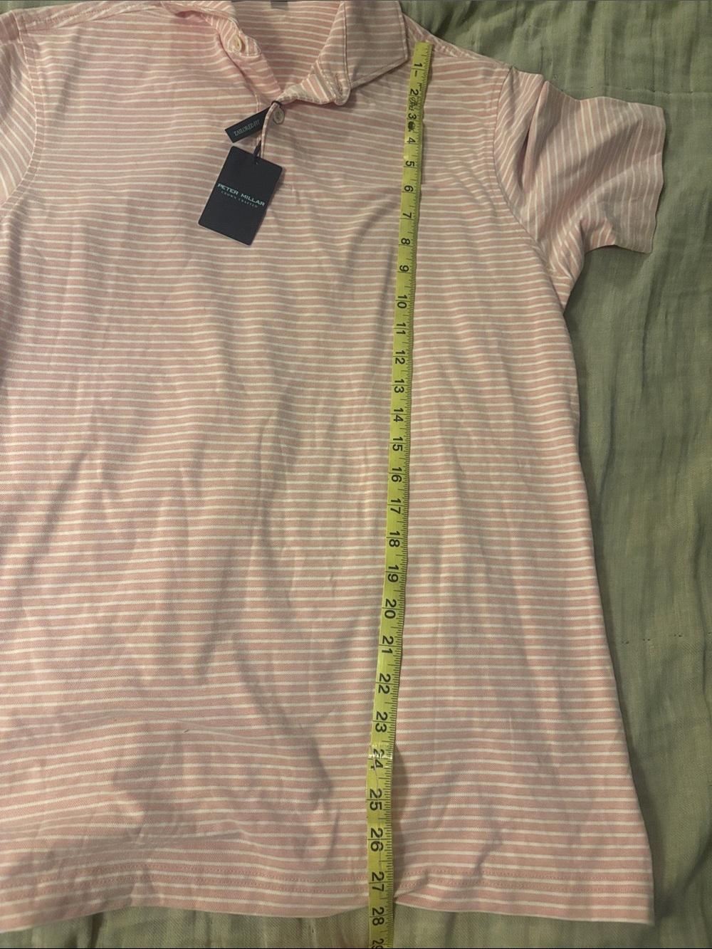 Peter Millar S NYT Men's Pink & White Striped Polo Shirt - Picture 11 of 12